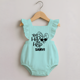 Too Hip to Hop Personalized Romper frock – Cool Easter Outfit - MINT GREEN - 0 - 3 Months Old (Chest 19")