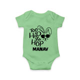 Too Hip to Hop Personalized Romper – Cool Easter Outfit - GREEN - New Born (Chest 14")