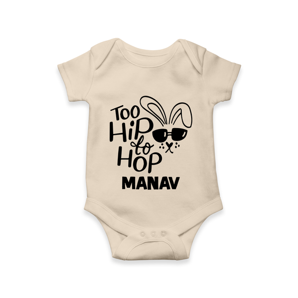 Too Hip to Hop Personalized Romper – Cool Easter Outfit - IVORY - New Born (Chest 14")