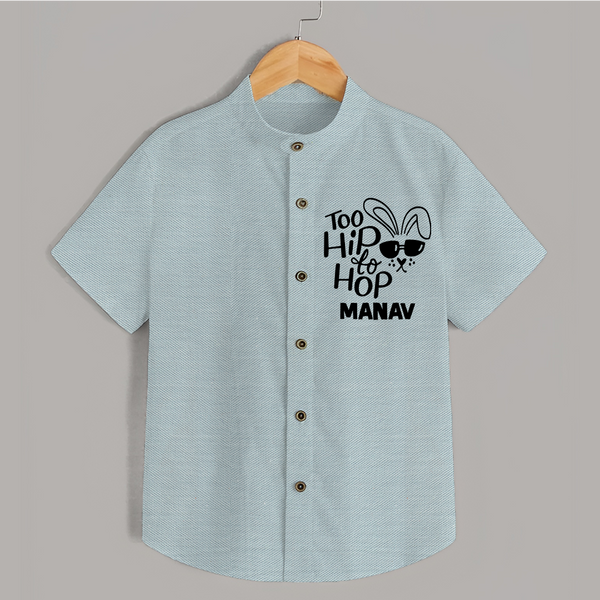 Too Hip to Hop Personalized Shirt – Cool Easter Outfit - ARCTIC BLUE - 0 - 6 Months Old (Chest 23")