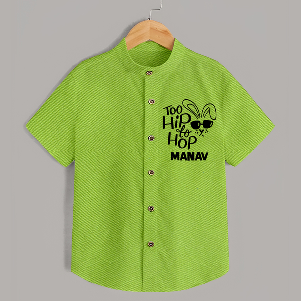 Too Hip to Hop Personalized Shirt – Cool Easter Outfit - LIME GREEN - 0 - 6 Months Old (Chest 23")