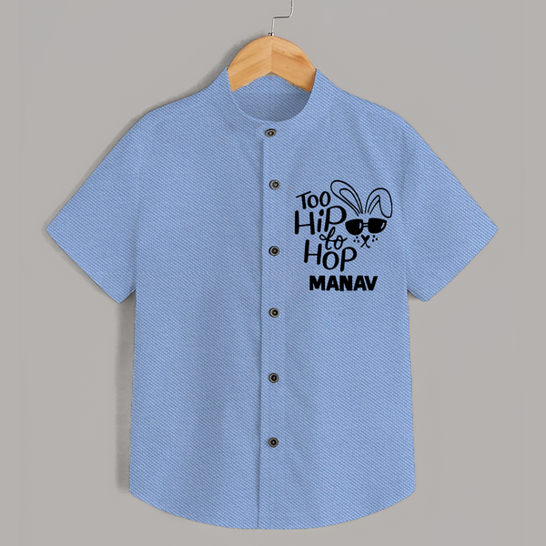 Too Hip to Hop Personalized Shirt – Cool Easter Outfit - SKY BLUE - 0 - 6 Months Old (Chest 23")