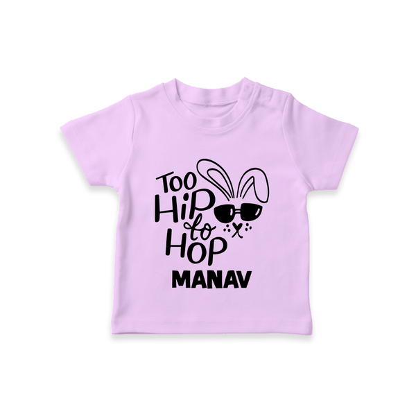 Too Hip to Hop Personalized T-Shirt – Cool Easter Outfit - LILAC - 0-5 Months Old (Chest 17")
