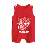 Too Hip to Hop Personalized Romper Suit – Cool Easter Outfit - RED - New Born (Chest 18")