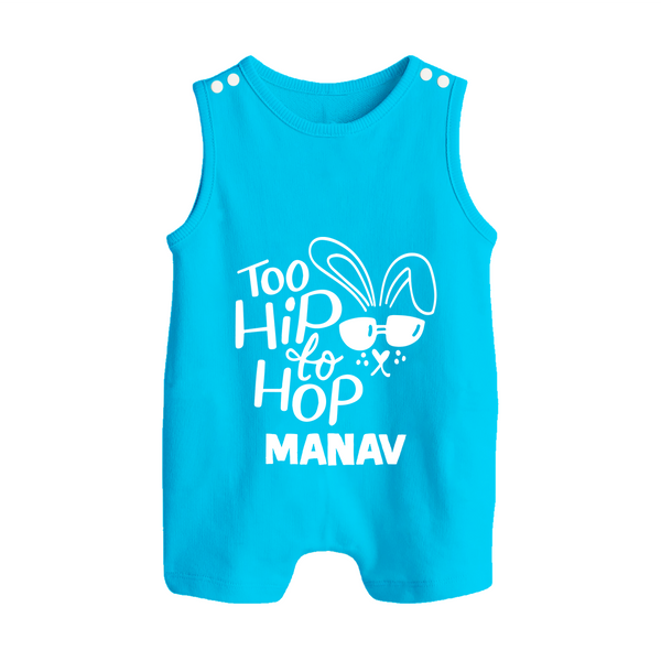 Too Hip to Hop Personalized Romper Suit – Cool Easter Outfit - SKY BLUE - New Born (Chest 18")