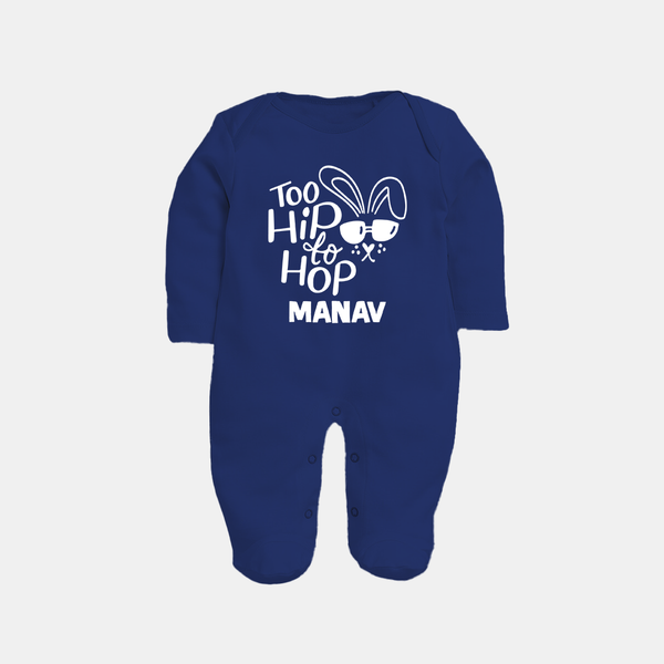 Too Hip to Hop Personalized Fullbody suit – Cool Easter Outfit - NAVY BLUE - New Born (Chest 7.5")