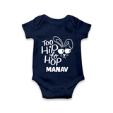 Too Hip to Hop Personalized Romper – Cool Easter Outfit - NAVY BLUE - New Born (Chest 14")