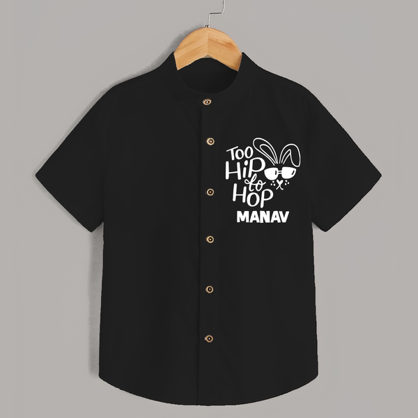 Too Hip to Hop Personalized Shirt – Cool Easter Outfit - BLACK - 0 - 6 Months Old (Chest 23")