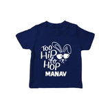 Too Hip to Hop Personalized T-Shirt – Cool Easter Outfit - NAVY BLUE - 0-5 Months Old (Chest 17")