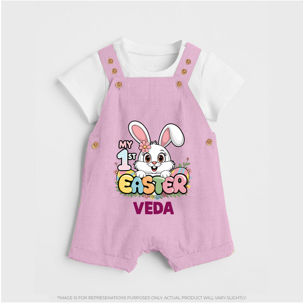 My First Easter Personalized Dungaree –  Easter Outfit - BABY PINK - 0 - 5 Months Old (Chest 18")