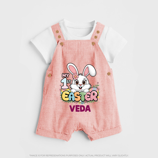 My First Easter Personalized Dungaree –  Easter Outfit - PEACH - 0 - 5 Months Old (Chest 18")