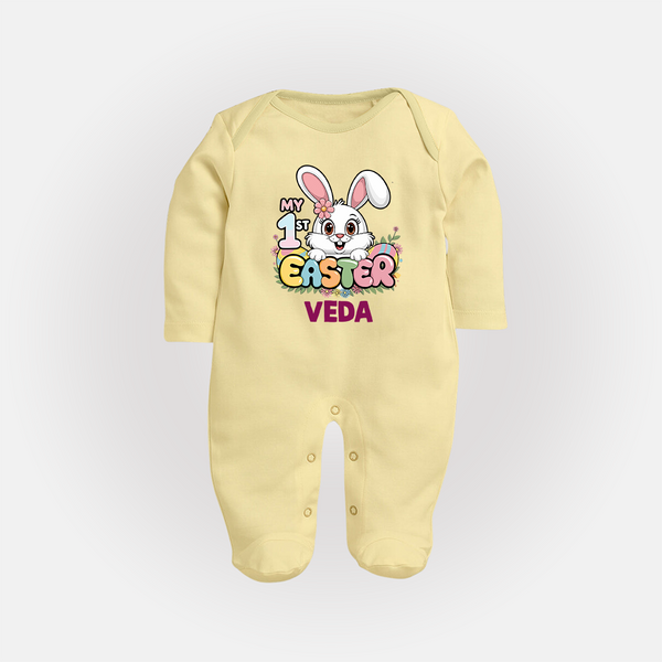 My First Easter Personalized Fullbody suit –  Easter Outfit - PASTEL YELLOW - New Born (Chest 7.5")