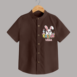 My First Easter Personalized Shirt –  Easter Outfit - CHOCOLATE BROWN - 0 - 6 Months Old (Chest 23")