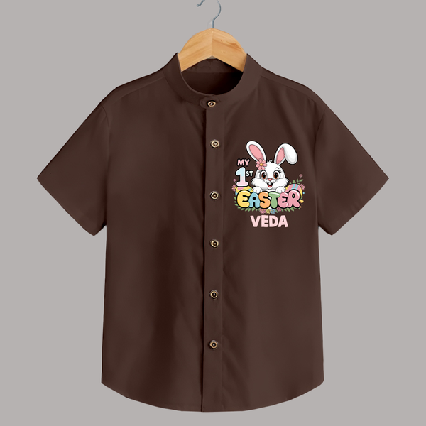 My First Easter Personalized Shirt –  Easter Outfit - CHOCOLATE BROWN - 0 - 6 Months Old (Chest 23")