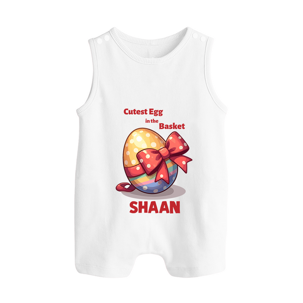 Cutest Egg in the Basket Personalized Romper Suit – Easter Gift Outfit - WHITE - New Born (Chest 18")