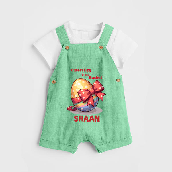 Cutest Egg in the Basket Personalized Dungaree – Easter Gift Outfit - GREEN - 0 - 5 Months Old (Chest 18")