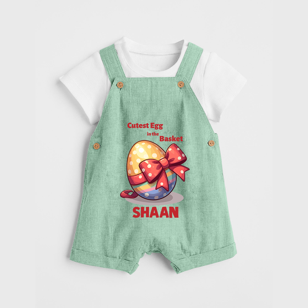Cutest Egg in the Basket Personalized Dungaree – Easter Gift Outfit - MINT GREEN - 0 - 5 Months Old (Chest 18")