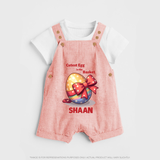 Cutest Egg in the Basket Personalized Dungaree – Easter Gift Outfit - PEACH - 0 - 5 Months Old (Chest 18")