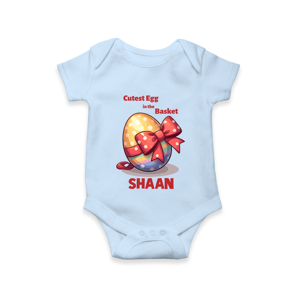 Cutest Egg in the Basket Personalized Romper – Easter Gift Outfit - BABY BLUE - New Born (Chest 14")
