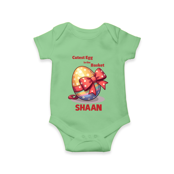 Cutest Egg in the Basket Personalized Romper – Easter Gift Outfit - GREEN - New Born (Chest 14")