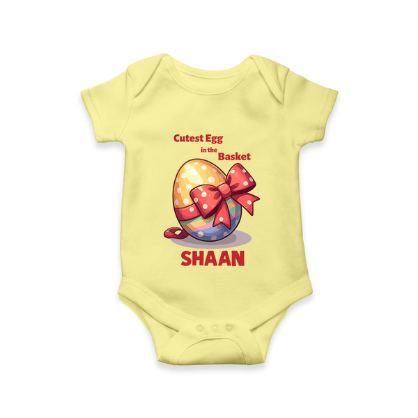 Cutest Egg in the Basket Personalized Romper – Easter Gift Outfit - PASTEL YELLOW - New Born (Chest 14")
