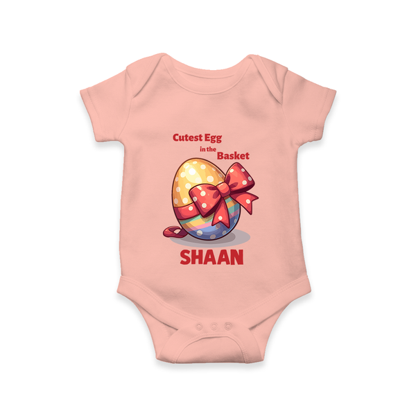 Cutest Egg in the Basket Personalized Romper – Easter Gift Outfit - PEACH - New Born (Chest 14")