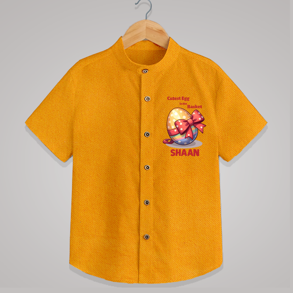 Cutest Egg in the Basket Personalized Shirt – Easter Gift Outfit - CHROME YELLOW - 0 - 6 Months Old (Chest 23")