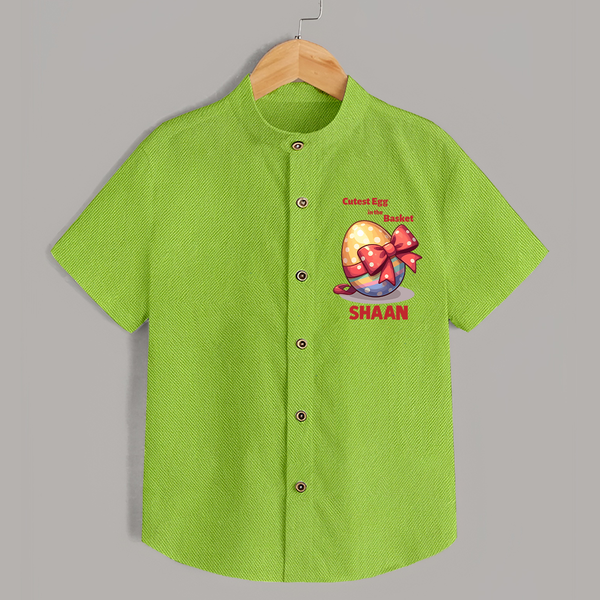 Cutest Egg in the Basket Personalized Shirt – Easter Gift Outfit - LIME GREEN - 0 - 6 Months Old (Chest 23")