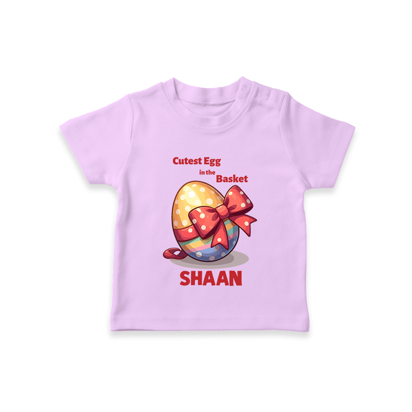 Cutest Egg in the Basket Personalized T-Shirt – Easter Gift Outfit - LILAC - 0-5 Months Old (Chest 17")