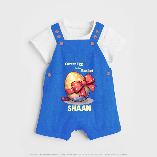 Cutest Egg in the Basket Personalized Dungaree – Easter Gift Outfit - COBALT BLUE - 0 - 5 Months Old (Chest 18")