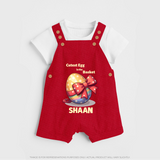 Cutest Egg in the Basket Personalized Dungaree – Easter Gift Outfit - RED - 0 - 5 Months Old (Chest 18")