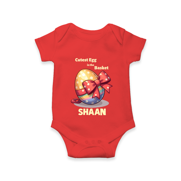 Cutest Egg in the Basket Personalized Romper – Easter Gift Outfit - RED - New Born (Chest 14")