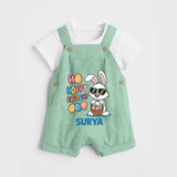 Hoppy Easter Personalized Dungaree – Cute Bunny Egg Basket Design - MINT GREEN - 0 - 5 Months Old (Chest 18")