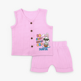 Hoppy Easter Personalized Jabla Set – Cute Bunny Egg Basket Design - BABY PINK - 0 - 3 Months Old (Chest 9.8")