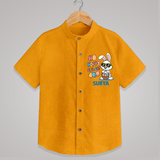 Hoppy Easter Personalized Shirt – Cute Bunny Egg Basket Design - CHROME YELLOW - 0 - 6 Months Old (Chest 23")