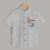 Hoppy Easter Personalized Shirt – Cute Bunny Egg Basket Design - GREY - 0 - 6 Months Old (Chest 23")