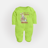 Mom’s Little Bunny Personalized Fullbody suit – Cute Easter Outfit - LIME GREEN - New Born (Chest 7.5")
