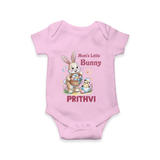 Mom’s Little Bunny Personalized Romper – Cute Easter Outfit - BABY PINK - New Born (Chest 14")