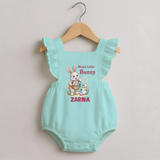 Mom’s Little Bunny Personalized Romper frock – Cute Easter Outfit - MINT GREEN - 0 - 3 Months Old (Chest 19")