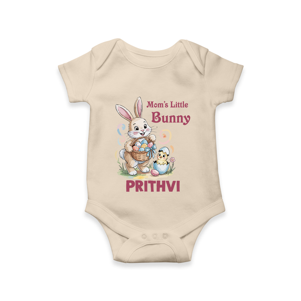 Mom’s Little Bunny Personalized Romper – Cute Easter Outfit - IVORY - New Born (Chest 14")