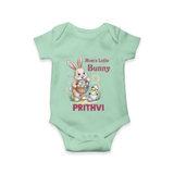 Mom’s Little Bunny Personalized Romper – Cute Easter Outfit - MINT GREEN - New Born (Chest 14")