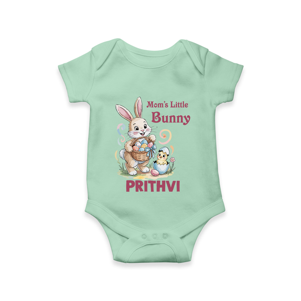 Mom’s Little Bunny Personalized Romper – Cute Easter Outfit - MINT GREEN - New Born (Chest 14")