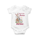 Mom’s Little Bunny Personalized Romper – Cute Easter Outfit - WHITE - New Born (Chest 14")