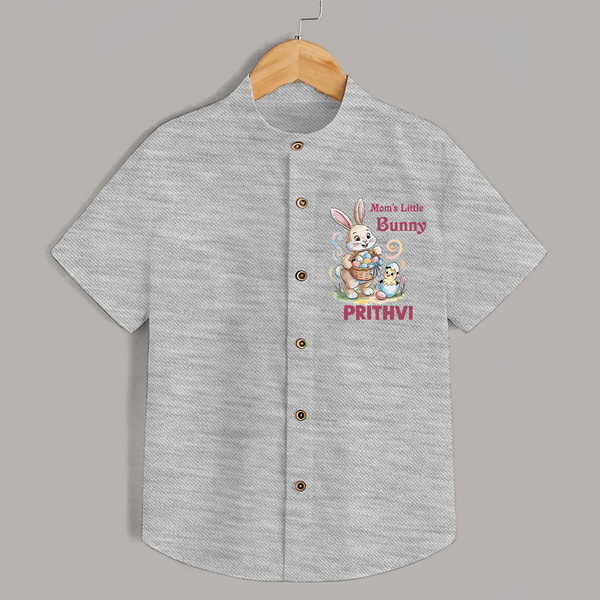 Mom’s Little Bunny Personalized Shirt – Cute Easter Outfit - GREY - 0 - 6 Months Old (Chest 23")
