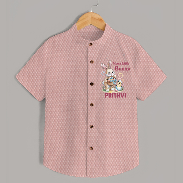 Mom’s Little Bunny Personalized Shirt – Cute Easter Outfit - PEACH - 0 - 6 Months Old (Chest 23")