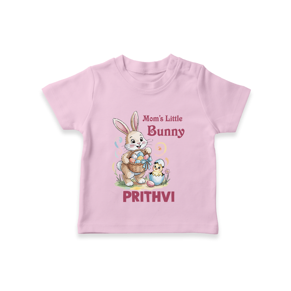 Mom’s Little Bunny Personalized T-Shirt – Cute Easter Outfit - BABY PINK - 0-5 Months Old (Chest 17")