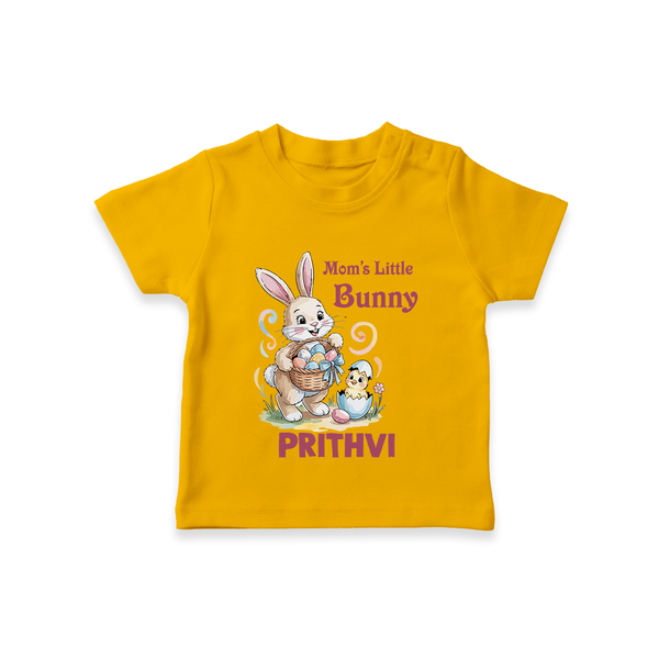 Mom’s Little Bunny Personalized T-Shirt – Cute Easter Outfit - CHROME YELLOW - 0-5 Months Old (Chest 17")
