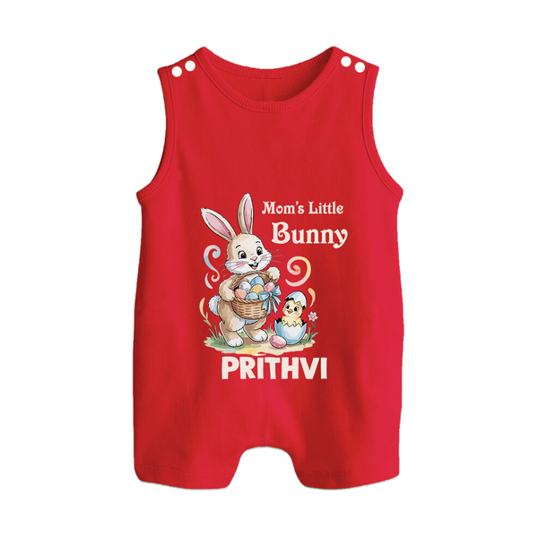 Mom’s Little Bunny Personalized Romper Suit – Cute Easter Outfit - RED - New Born (Chest 18")