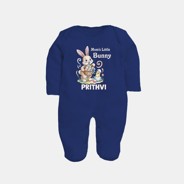 Mom’s Little Bunny Personalized Fullbody suit – Cute Easter Outfit - NAVY BLUE - New Born (Chest 7.5")
