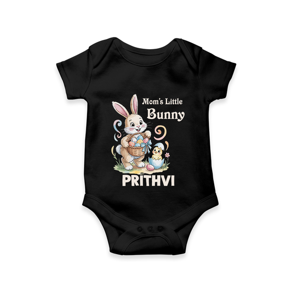 Mom’s Little Bunny Personalized Romper – Cute Easter Outfit - BLACK - New Born (Chest 14")